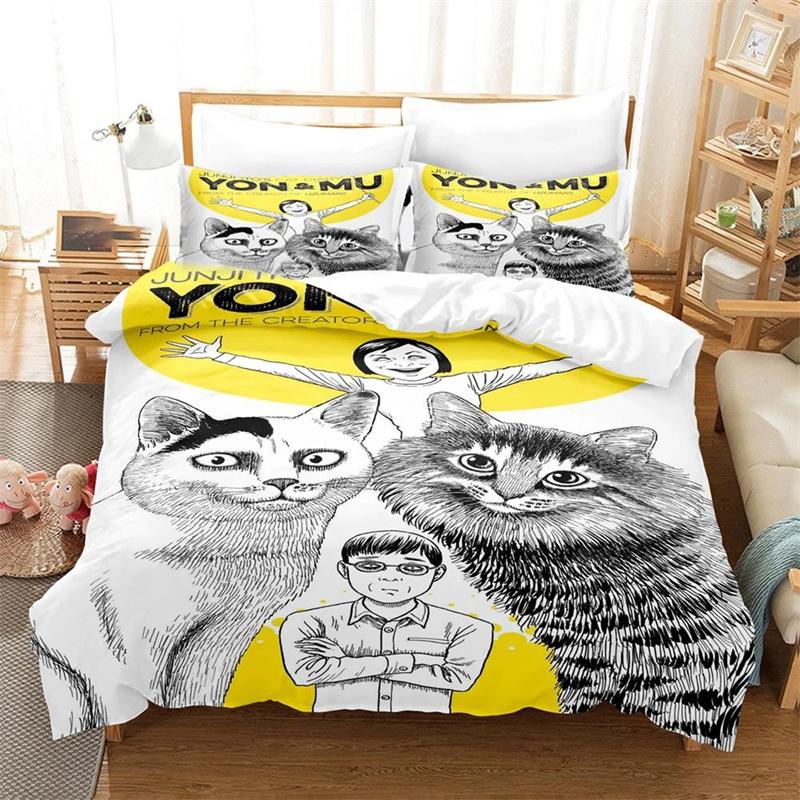 

3D Printed Junji Ito Manga Bedding Set Boys Girls Twin Queen Size Duvet Cover Pillowcase Bed Kids Adult 2/3pcs Tool 135X200cm