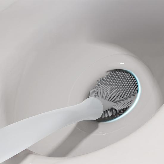 Toilettenbürste mit langem Griff Weicher Silikonbürstenkopf Vollständige Abdeckung Schnell trocknend Geruchsresistent Toilettenreiniger Badezimmerwerkzeug