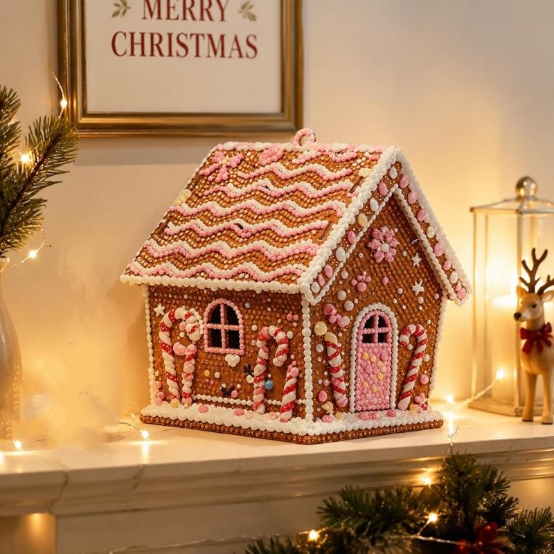 Freestanding Wooden Christmas Art Craft, Multicolored Decorative Project for Creating Pitched-Roof Seasonal Display