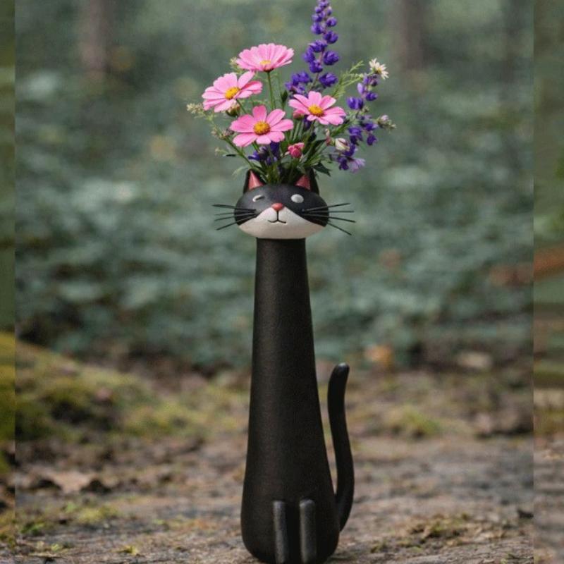 Umweltfreundliche Harz Hund Katze Blumenvase Skurril Niedlich Dekoration Ornament Ungiftig für Zuhause Schreibtisch Kinderzimmer Dekoration