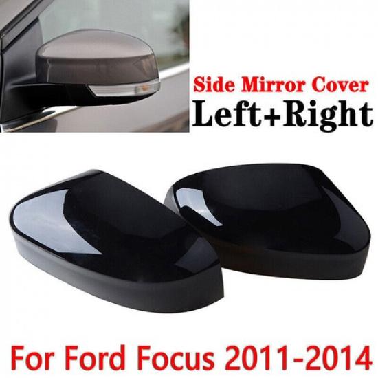 2x Gloss Black Door Wing Mirror Cover Caps Fits Ford Focus MK3 2011-2014
