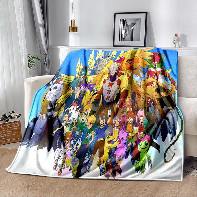 Cartoon Digimon Adventure Monster Soft Plush Blanket,Flannel Blanket Throw Blanket for Living Room Bedroom Bed Sofa Cover Child