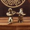 Cute Sorcerer Cat Small Statue Creative Solid Brass Childish Animal Kitten Miniature Figurine Ornaments Retro Home Decors