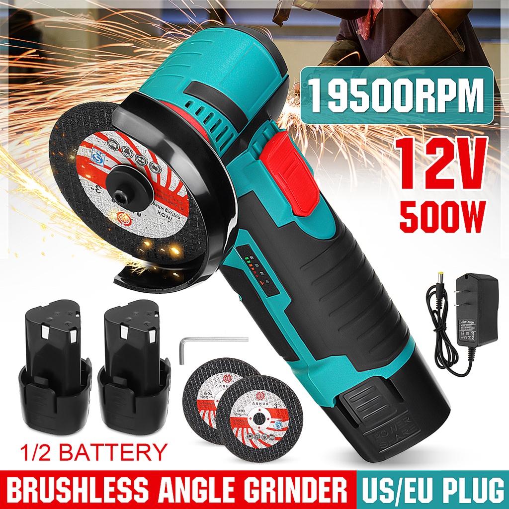 19500 Rpm Mini Brushless Angle Grinder Cordless Electric Angle Grinder For Metal Wood With 2pcs Battery 12V