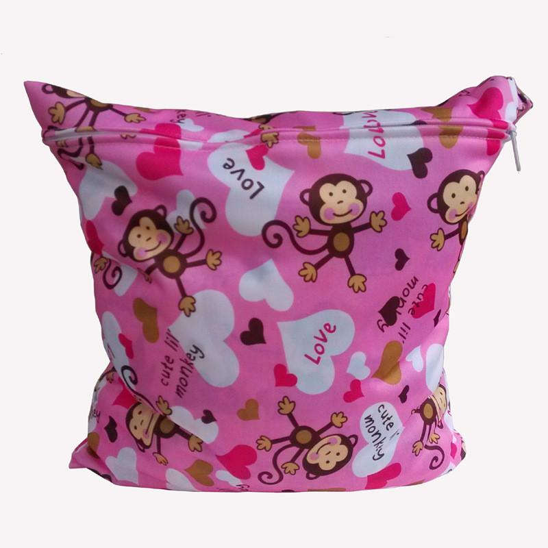 Baby Cartoon Print Diaper Bag With Zipper And Polyester Storage For New Parents