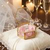 Hexagonal Brass Glass Personalized Jewelry Box for Wedding Ceremony