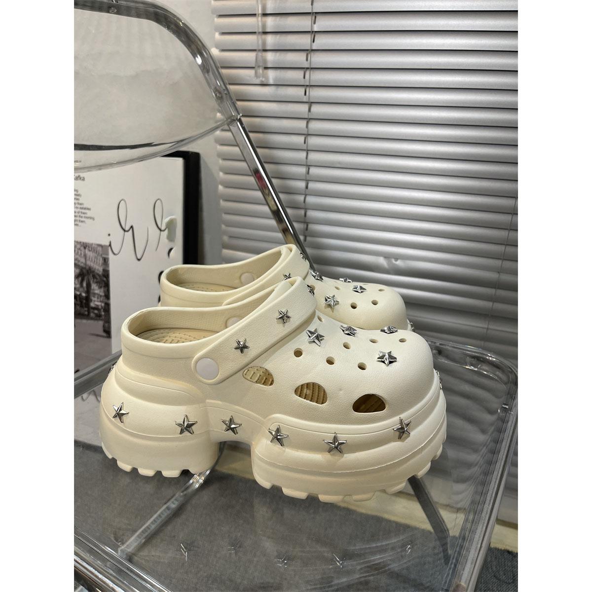 

Женские летние сандалии на высоком каблуке 10 см, массивные сабо с подвесками в виде звезд, садовая обувь, водонепроницаемые пляжные сандалии для бассейна, мюли, тапочки 39 хаки