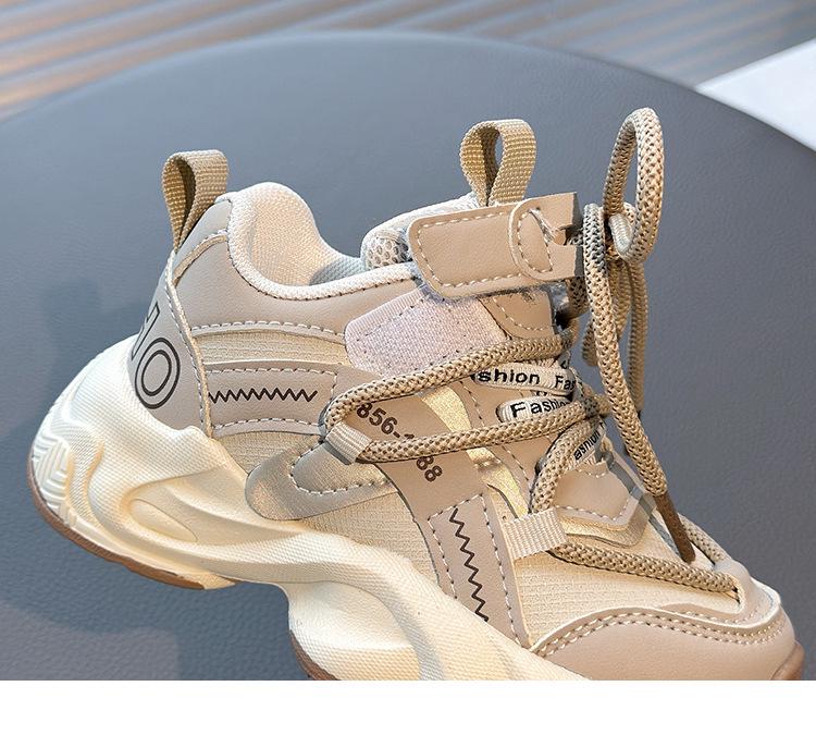 2026 Trendy Kids' Non-Slip White Running Shoes - Spring Leather Surface for Middle and Big Boys