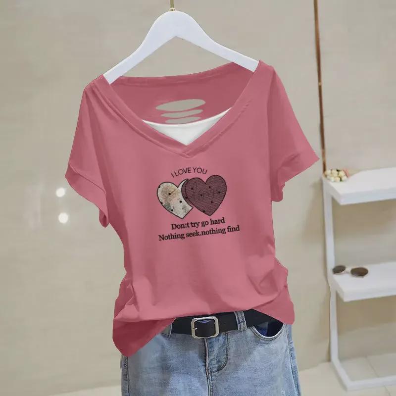 Women's 2024 Summer Pure Cotton Loose-Fit Short-Sleeve Korean T-Shirt