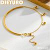 DIEYURO 316L Stainless Steel Elegant Golden Semicircle Fringe Round Beaded Bracelet Lady Trend Waterproof Hand Chain Jewelry
