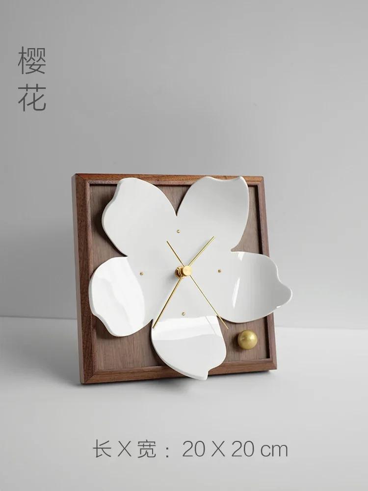 

Lovely Cherry Blossom Stand Clock Desk Clock Nordic Simple Fashion Living Room Decoration Desktop Silent Clock Home Decoration