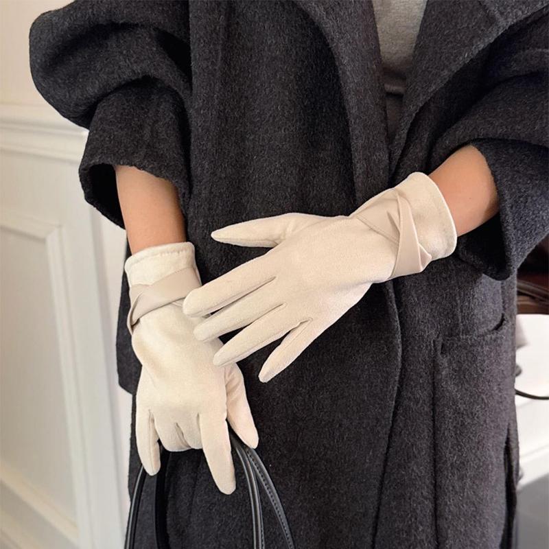 Women's Gloves Suede Winter Warm Velvet Touchscreen Gloves Elegant Touch Screen Gloves For Riding Driving Keep Warm Outdoor