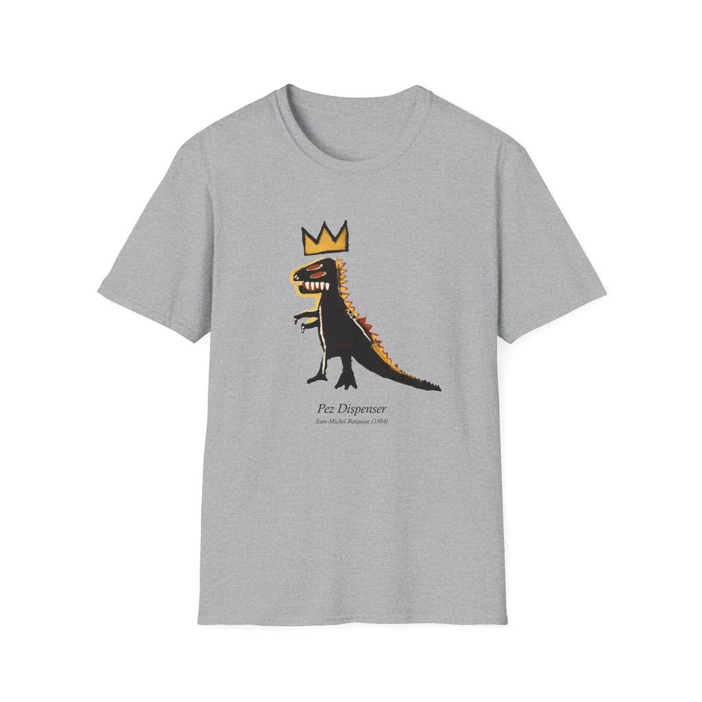 Basquiat T-Shirt Pez Spender 1984 Jean-Michel Basquiat Originalgemälde Unisex Softstyle T-Shirt Kunstliebhaber Einzigartige Dinosaurier-Grafik
