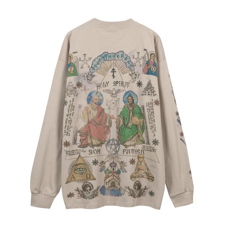 Hip Hop Retro Style Mens Hoodies & Sweatshirts American Y2k Streetwear Casual Tops Print Loose Long Sleeve O-Neck Pullovers Sweatshirts