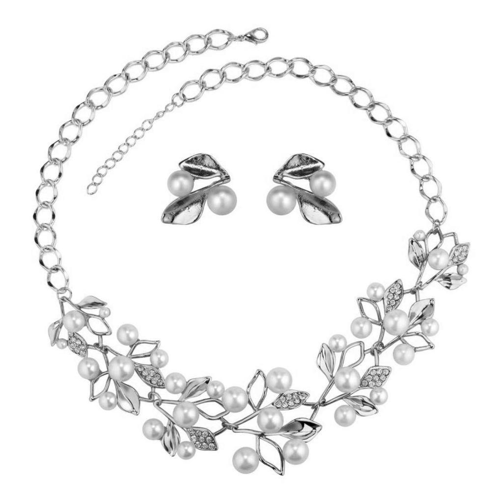 Ensembles de bijoux pour femmes, collier ras du cou clouté de perles, ensemble de bijoux avec boucles d'oreilles pour filles/femmes