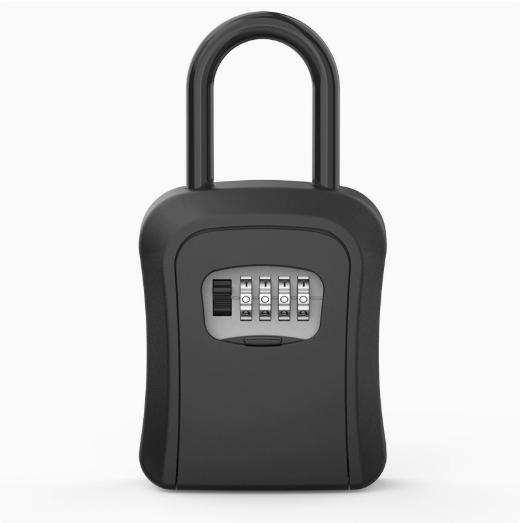 All-metal Padlock  Waterproof Safe Key Box 4-Digit Key Boxes Lock Safe Security Storage Lock Box (Black,Aluminum alloy) чёрный