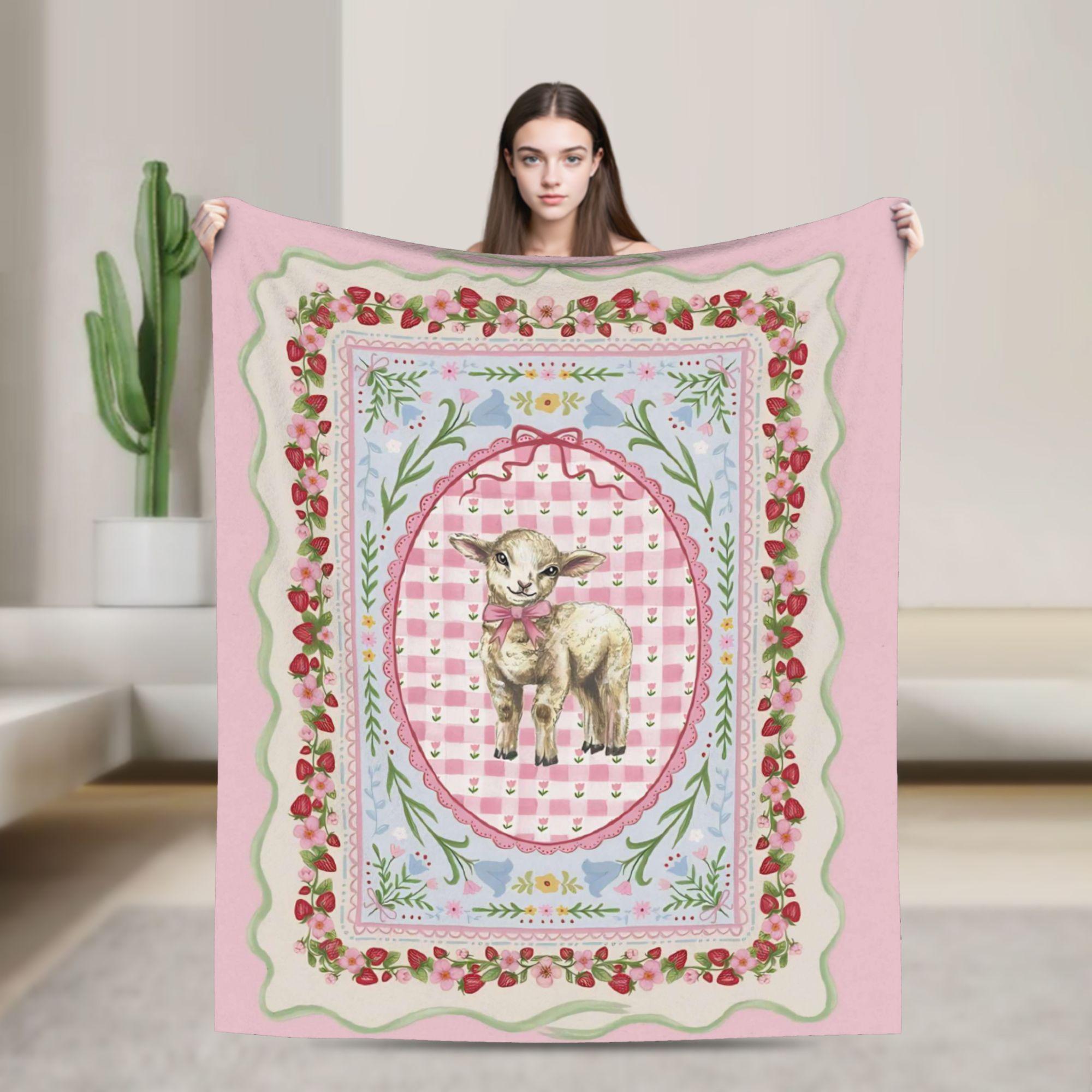

Border Painting Art Sheep Warm Soft Blankets Students Plush Throw Blanket Fluffy Couch Chair Flannel Bedspread Sofa Bed Cover 75cmx90cm чёрный