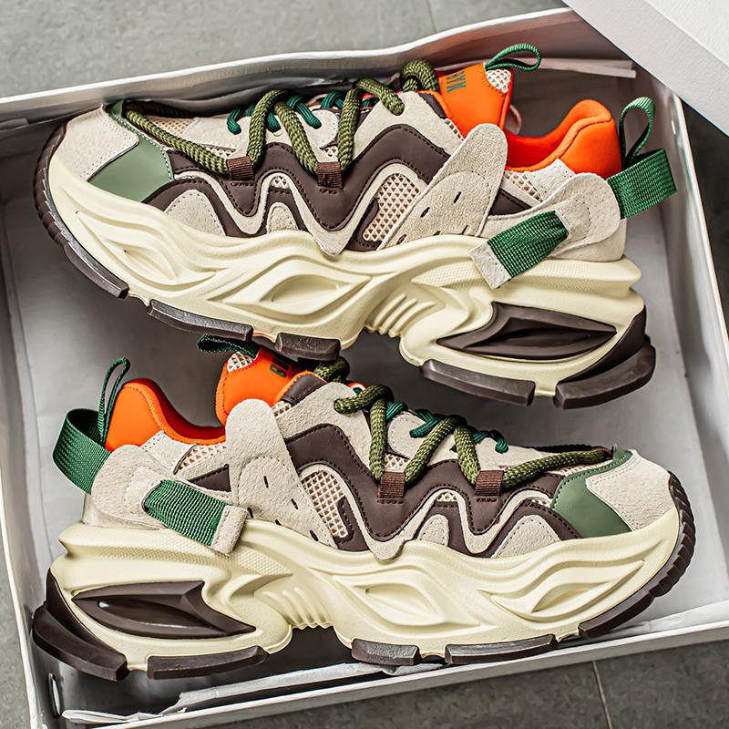 Мужская обувь модные трендовые кроссовки с толстой подошвой для активного отдыха нескользящие удобные дышащие повседневные мягкие кроссовки для бега 39 оранжевый 3377₽