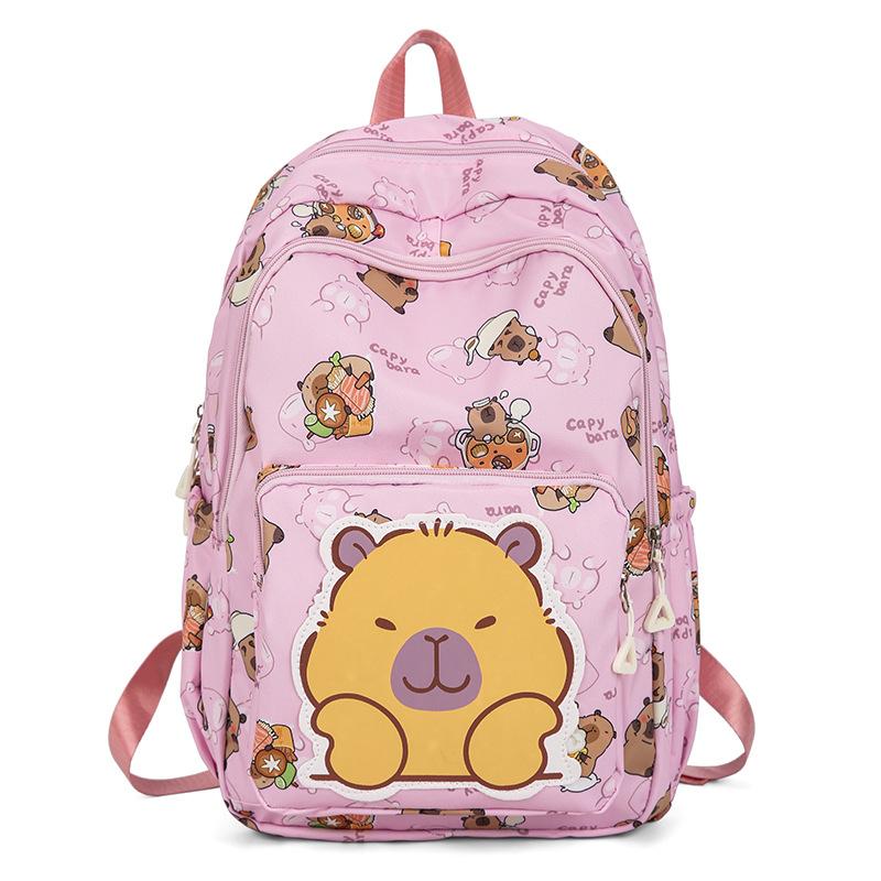 School bag New women's school bag Casual versatile trendy school bag Kapibara cartoon junior high school student back