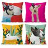 Cartoon Bull Terrier Series Pillow Case Anti-dustmite Pillowcase Invisible Zipper Silky Short Plush Sofa Cushion Cover