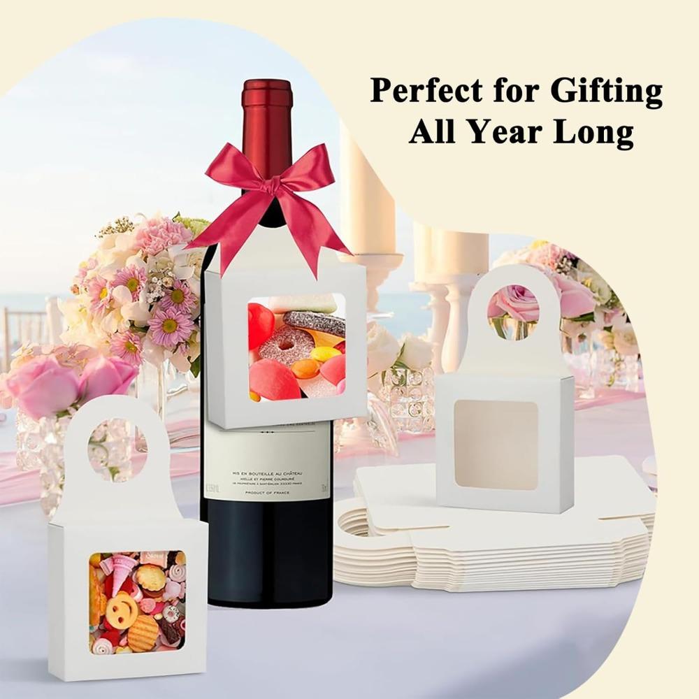 25pcs Bottle Gift Boxes with Clear Window Foldable Paper Gift Packing Box Elegant Gift Boxes with Hanging for Decoration Party Favors Jewelry Making