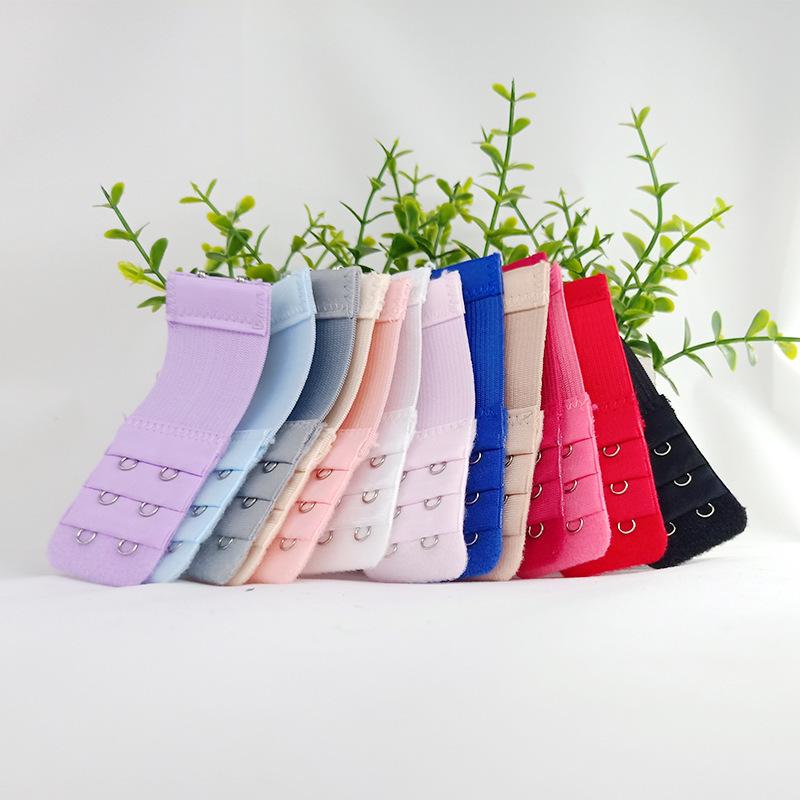 2Pcs Elastic and Breasted Bra Extension Buckle Underwear Extension Buckle Three Rows Two Candy-colored Back Buckle