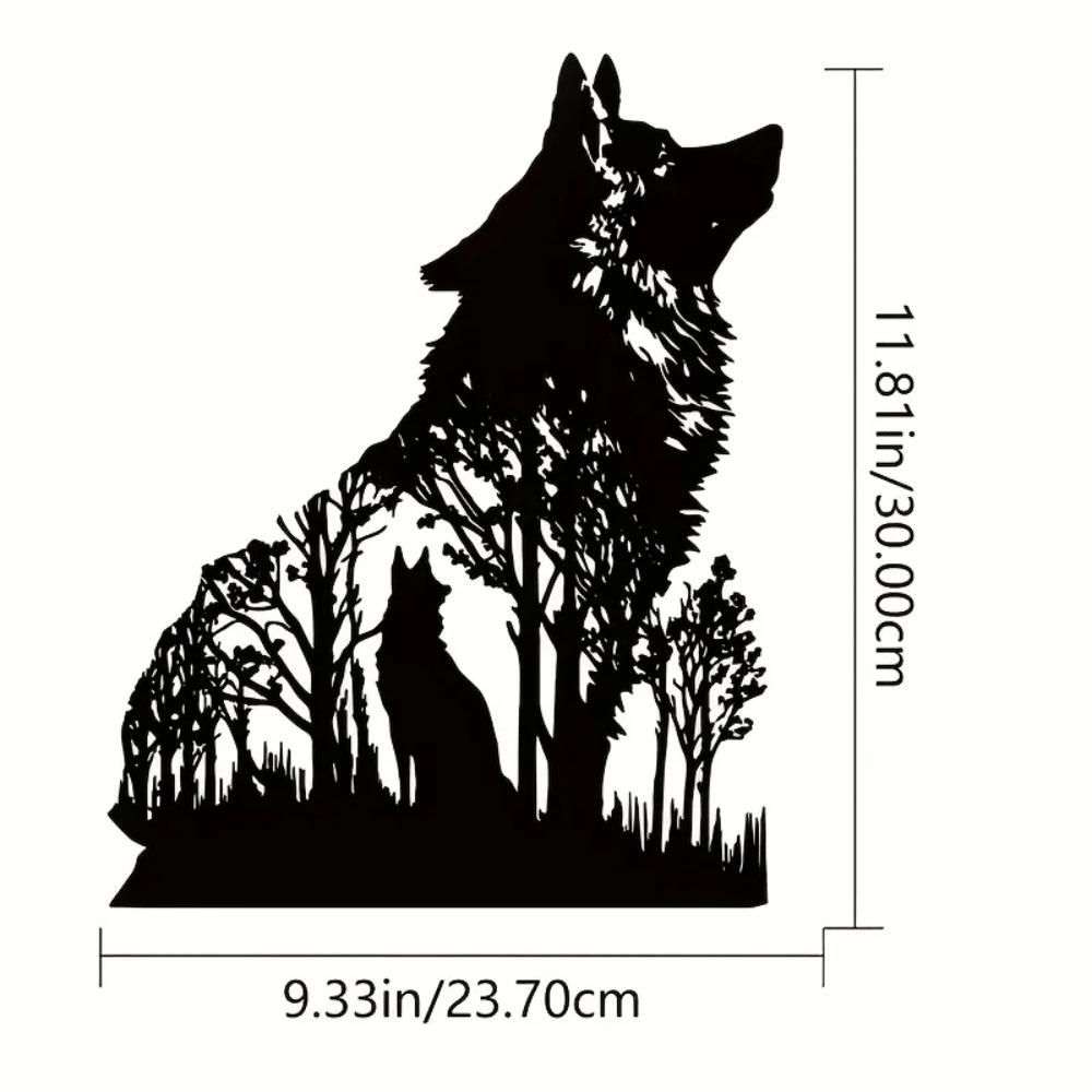 1 Stück Halloween Schwarzer Wolf Wanddekoration – Wandkunst aus Metall, elegantes Wolfsdekor für gruselige Themen, einzigartiges Wandbehang aus Metall