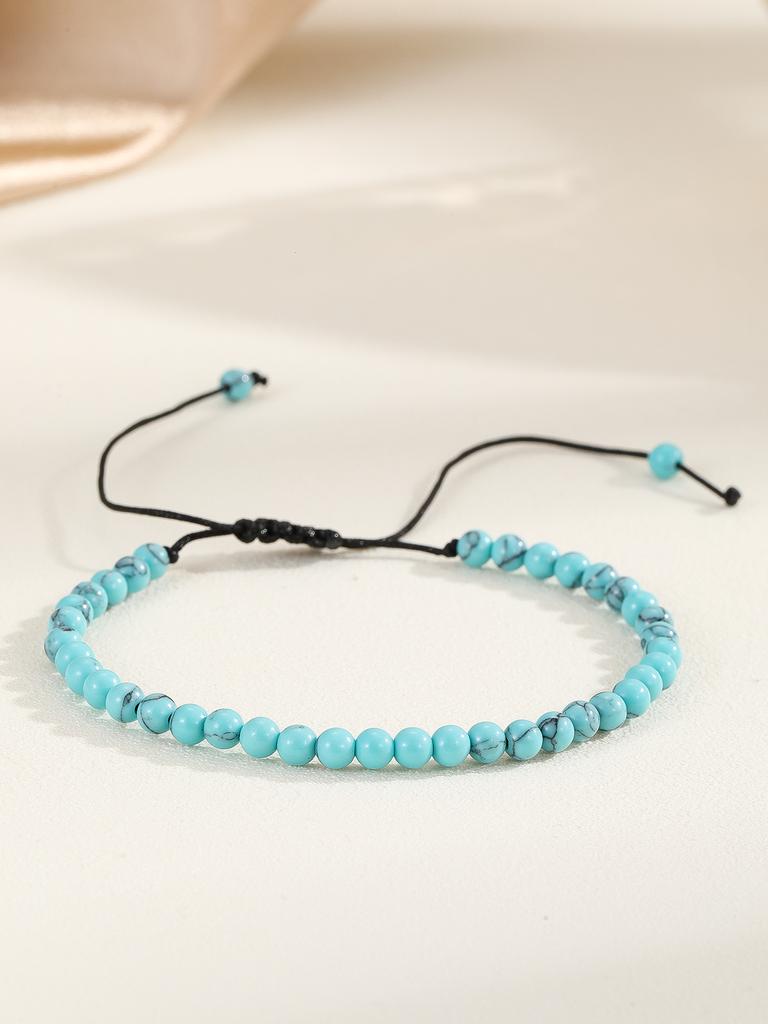 4mm Mini Energy Gemstone Bracelets Natural Stone Beaded Strand Light blue turquoise Bracelet