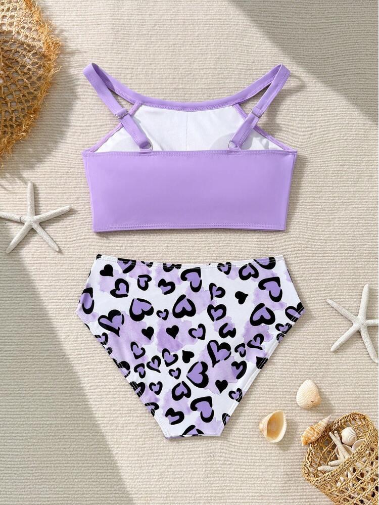 Girls' European American Korean Style Two-Piece Swimsuit Set