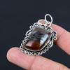 Natural Iron Tiger Eye Gemstone Pendant 925 Sterling Silver Jewelry For Girls