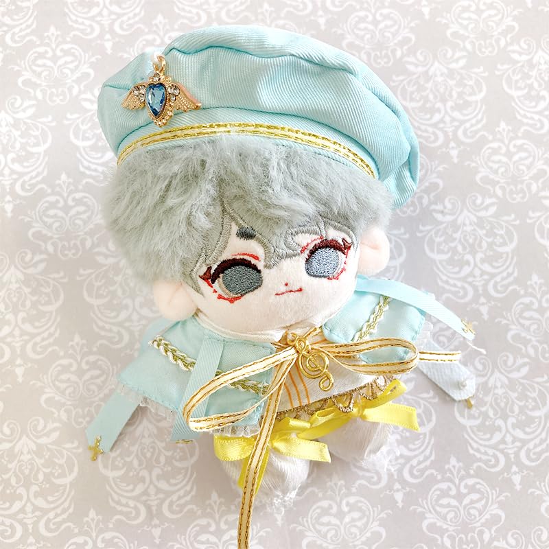 Beret, Cape, Shirt, and Pants 4-Piece Set for 10-15cm Plush Dolls, Blue [Used]