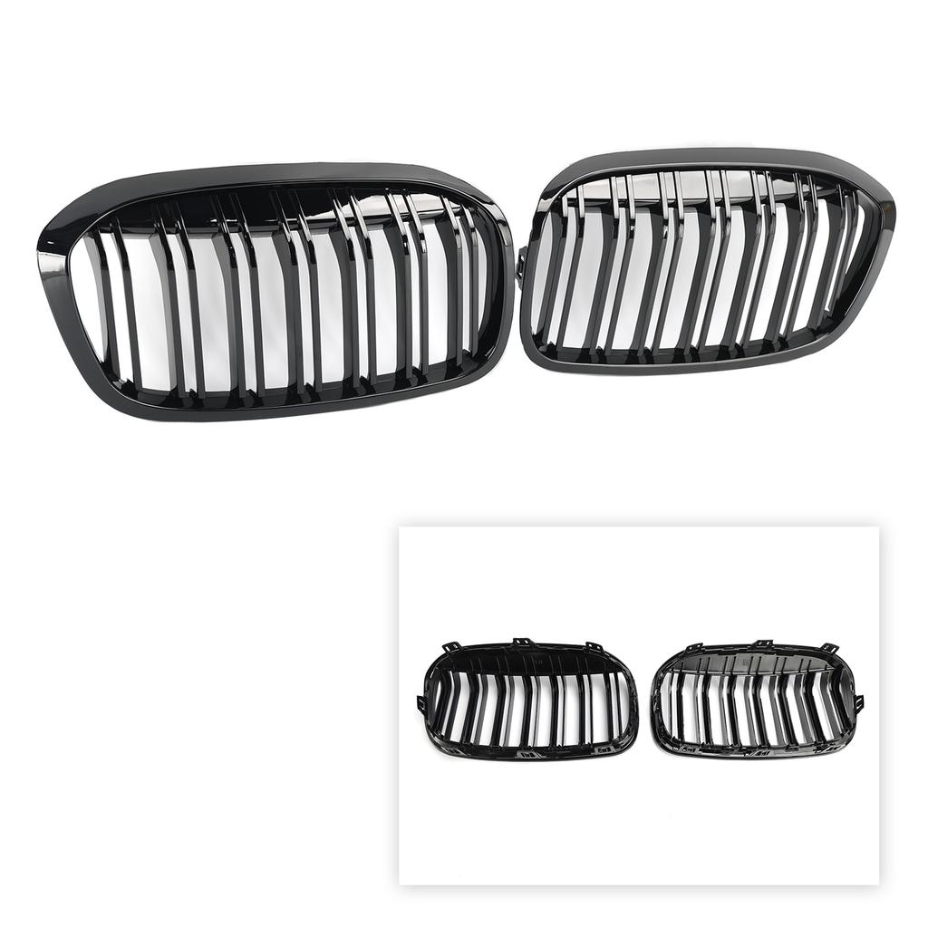 2PCS Gloss Black Front Kidney Grill Grille Fit BMW 2 Series F45 F46 2018-2021