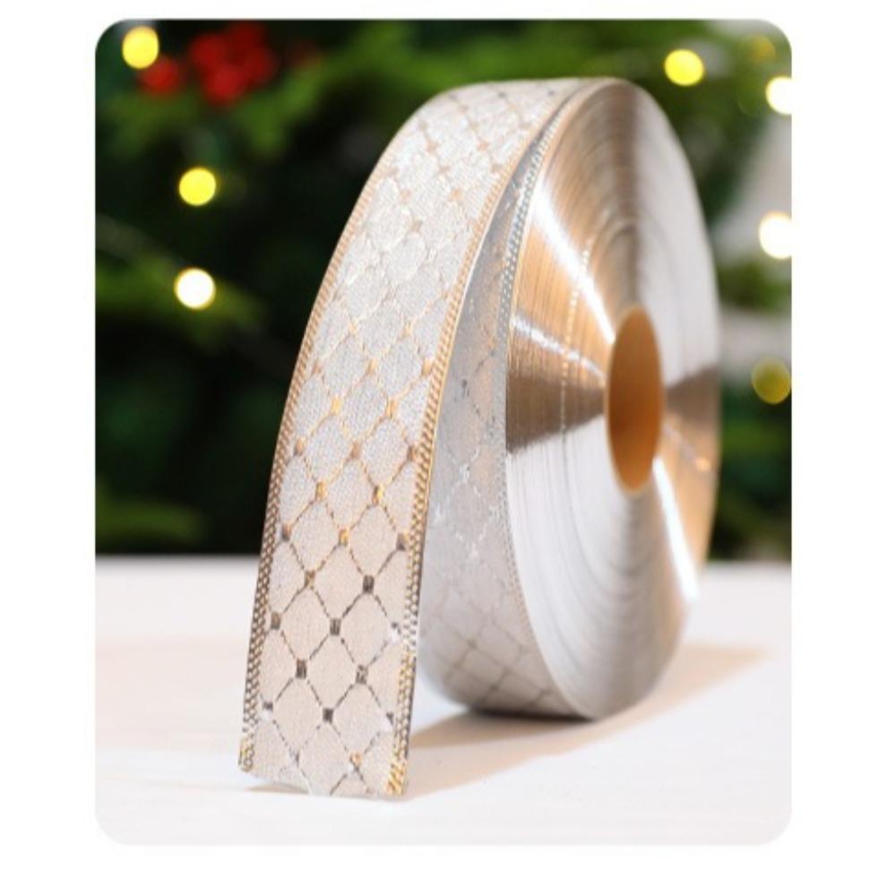 

Christmas ribbon, gold border pattern, red silver blue, bow 5cm gift wrapping tape, ribbon Silver ribbon (1m)