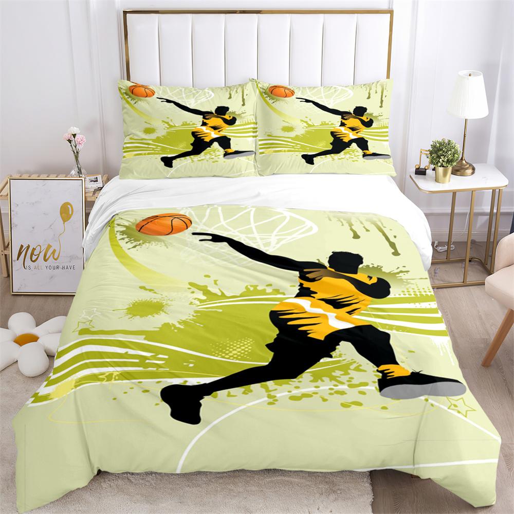 

Basketball Print Three Piece Bedding Set Fashion Article Children or Adults for Beds Quilt Covers PillowcasesThree-piece bed set EU single(135x200cm)