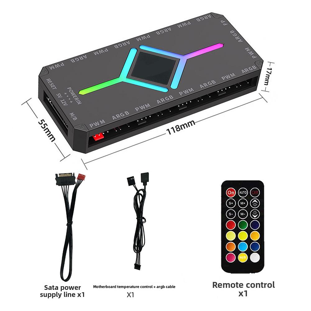 ARGB Controller 5V 3-pin Fan Intelligent Temperature Control For PWM Temperature Control Wireless Remote Control Fan