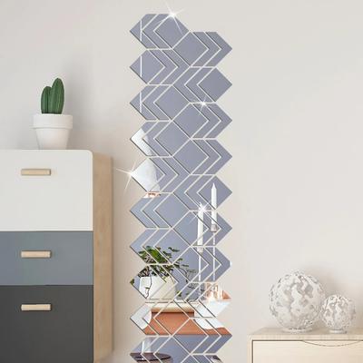 18 ks Akrylové Zrcadlové Samolepky na Zeď Obývací Pokoj Umělecká Dekorace Geometrická Mozaika DIY Domov Hotel Kreativní Samolepka na Zeď Pozadí
