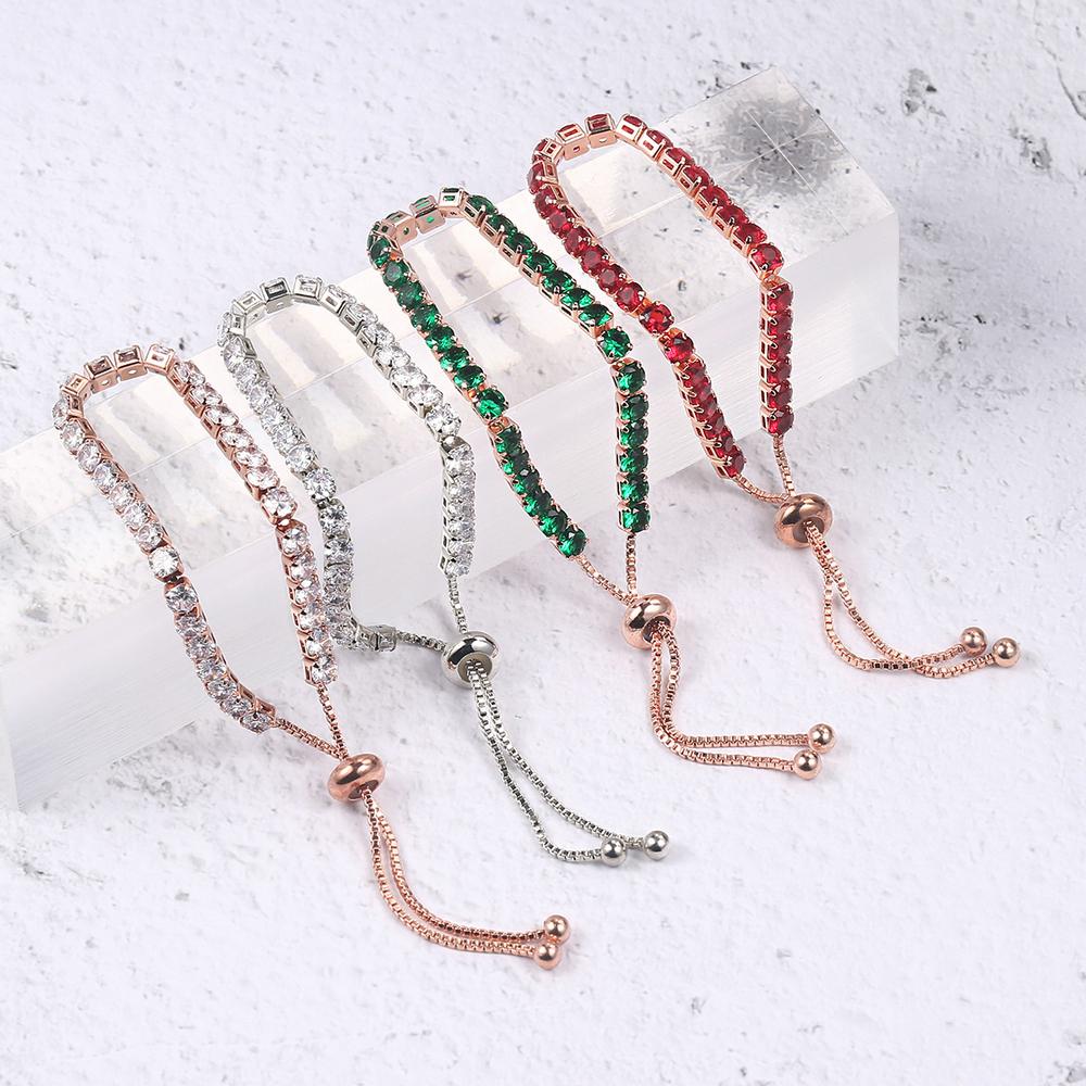 ZHOUYANG Tennis Bracelet For Women Luxury Handy Adjustable 4 Claws Mosaic 4mm Zirconia Rose Gold Color Fashion Jewelry Gift H133
