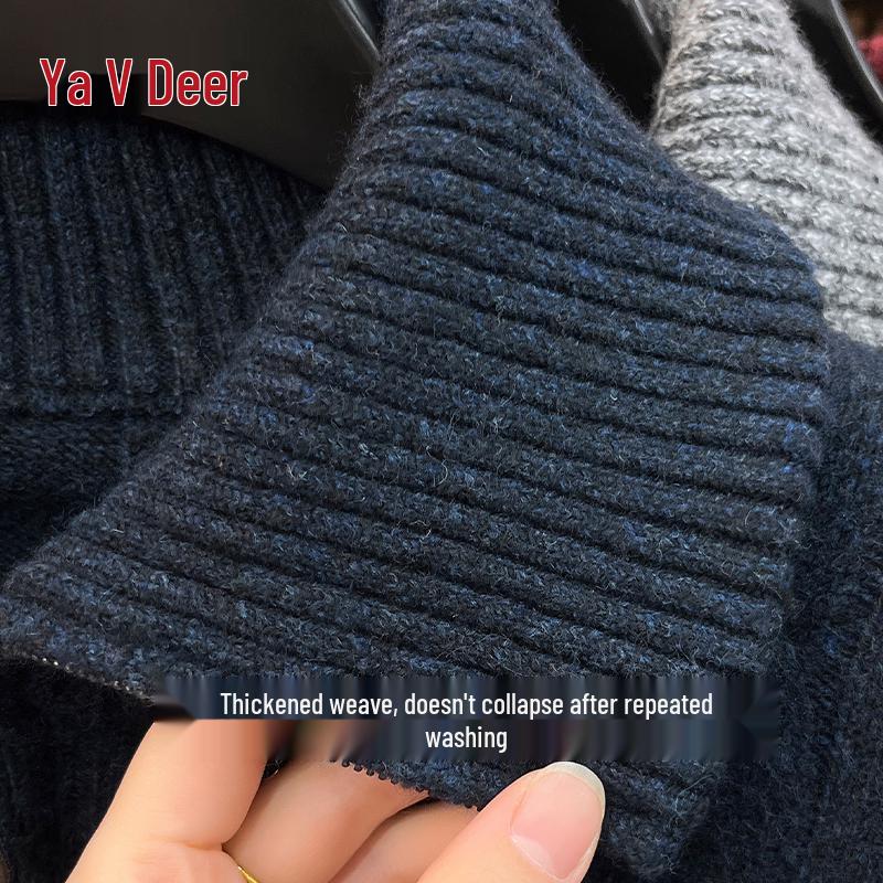 Yalu Men's Wool-Blend Solid Color Polo Collar Knitted Sweater