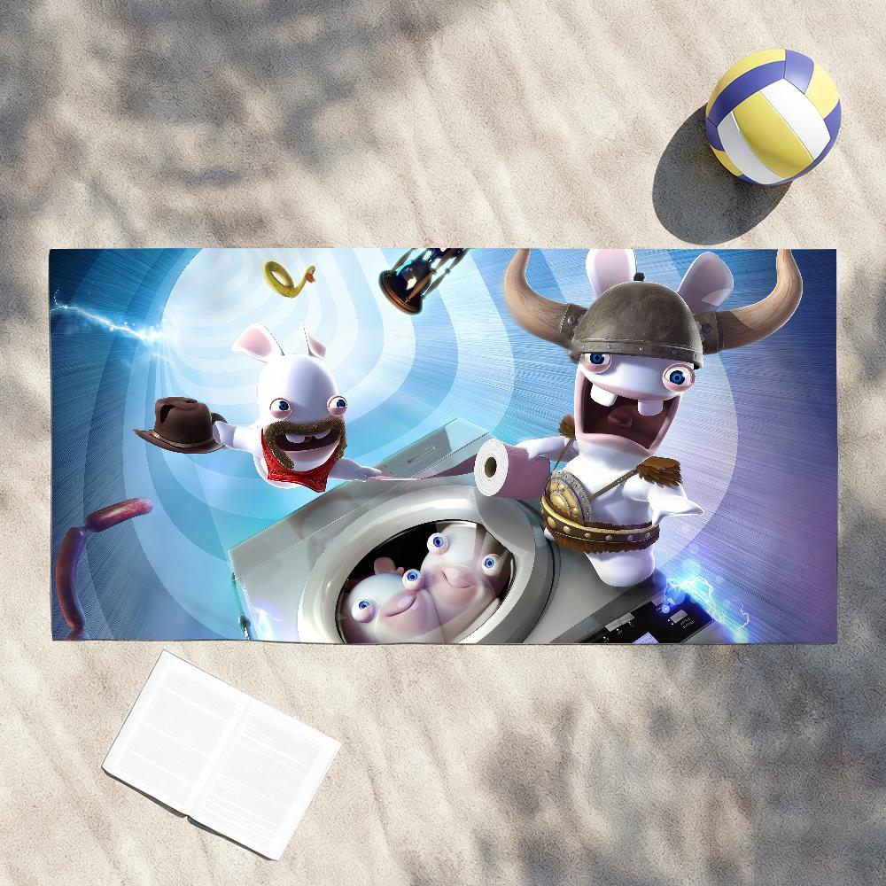 Cartoon R-Raving Cute R-Rabbids Funny Towel Shower Sauna Travel Spa Quick Dry Gym Accessories Soft Large Beach Towels