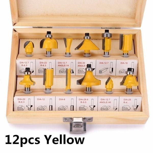 12pcs 8mm Router Bit Set Trimming Straight Milling Cutter Wood Bits Tungsten Carbide Cutting Woodworking Trimming