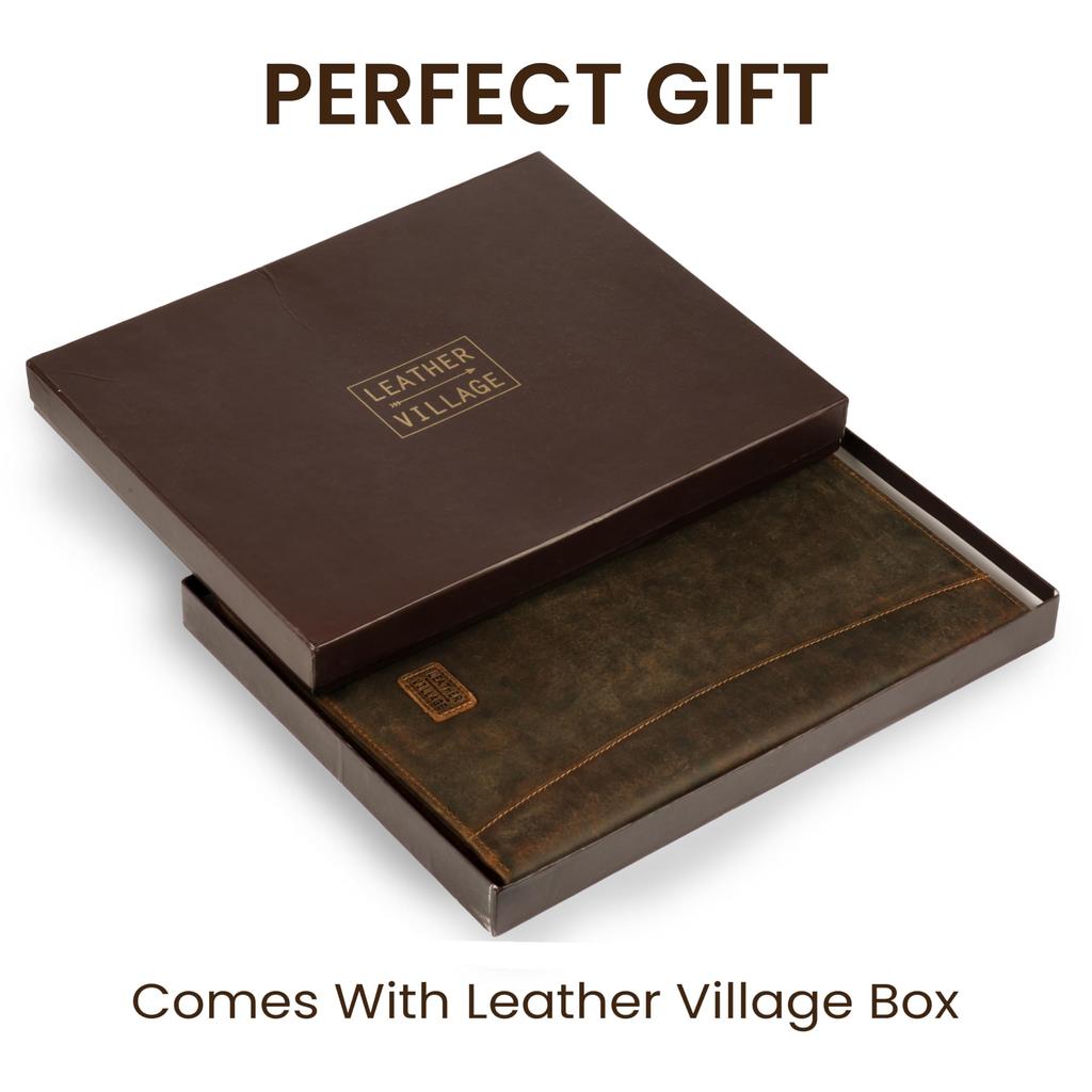 Genuine Leather Portfolio Organizer - Professional Business Pad Folio for Men and Women - Document Card Holder, Resume Folder, Folio for A4/Letter Siz