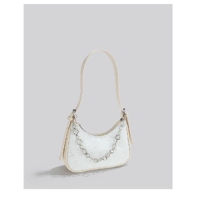 

Французская сумка-багет для женщин Корейская версия Цветочная Высокоценная Стильная Сумка-подмышка Нишевая Сумка-полумесяц Повседневная На одно плечо Кроссбоди белый