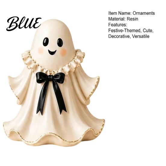 Ghost Figurine for Fireplace Halloween Resin with Wicker Basket Cute Tabletop Unique Gift Ideas Decor Holiday Ornament Organizer Entryway