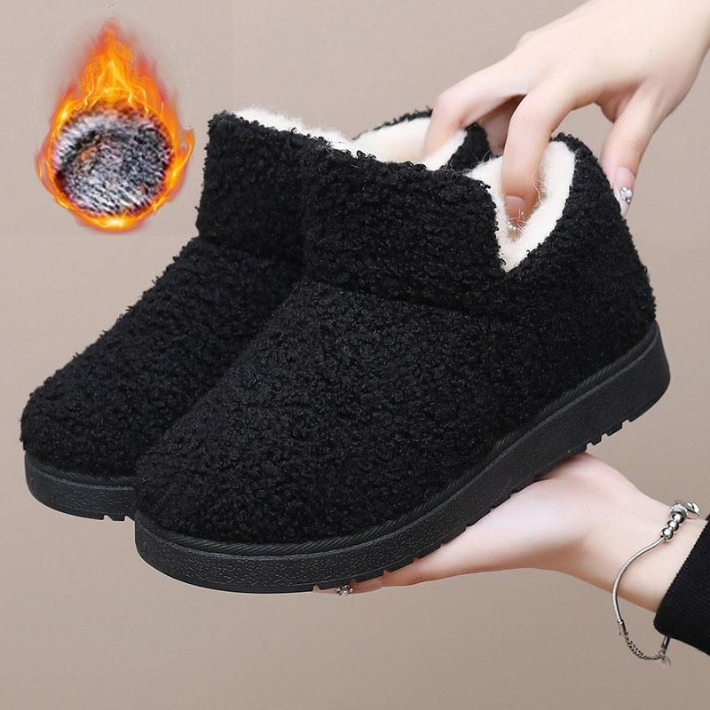 Old Beijing Women's Fashion Plus Velvet Warm High-top Thick-soled Cotton Shoes, Non-slip Soft-soled Outer Wear Woolen Cotton Boots