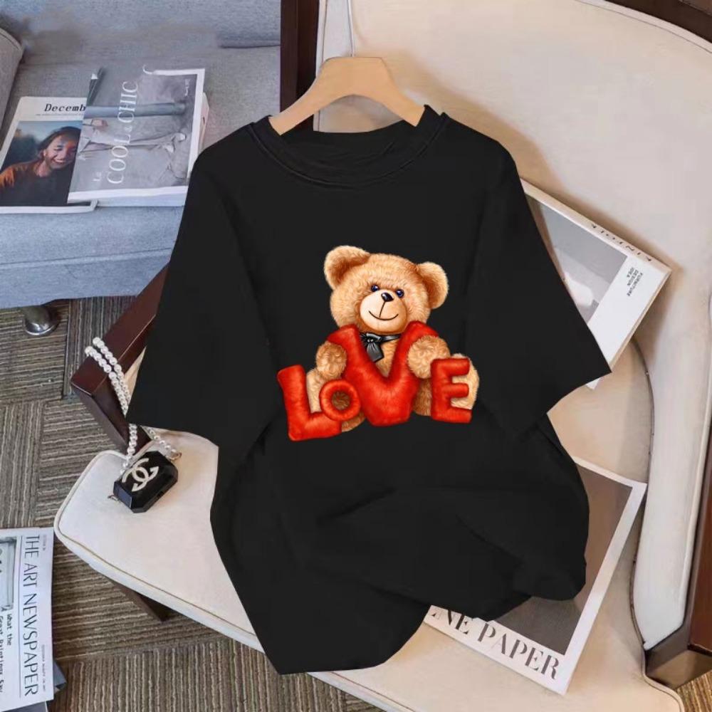 New Women's Plus Size Street Style Short Sleeved Casual Round Neck Women's T-shirt Medium Long Fashionable Loose Summer Plus Size Clothing