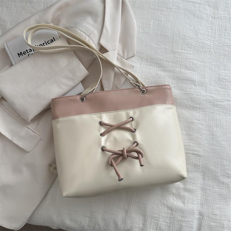 Classic Two-tone Pu Shoulder Bag For Women Stylish And Roomy 2024 Spring Bag бежевый