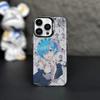 Cartoon R-Rem Re Z-Zero Phone Case For iPhone 16,15,14,13,12,11,Mini,Pro,MAX Black Matte Shockproof Cover