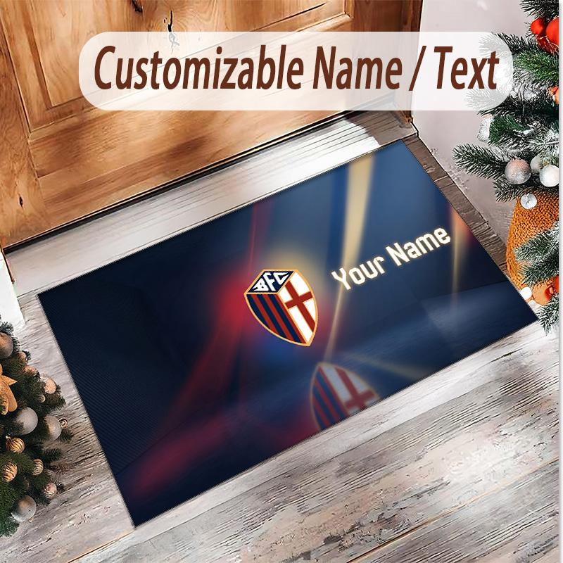 Personalized Crystal Velvet Carpet Bologna FC Pattern Non Slip Floor Rug