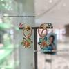 Shi Family Ldyllia Flower Pendant Necklace, Open Ring, and Elegant Colored Earring Set