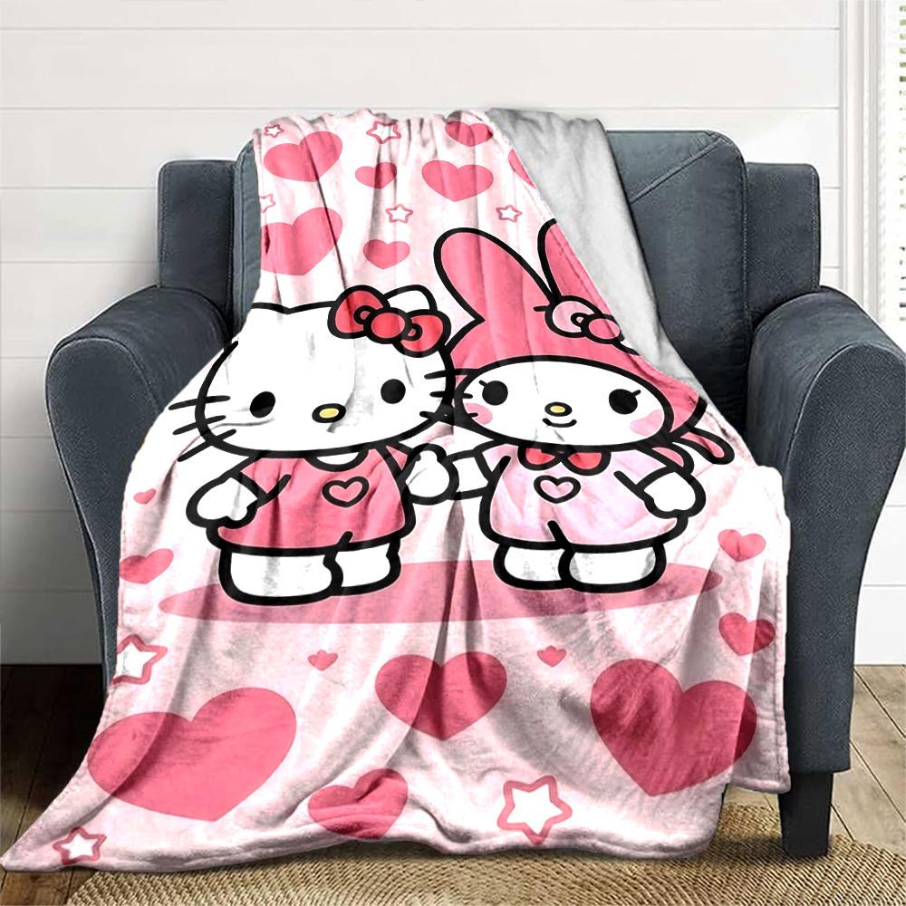 1pc Hello Kitty My Melody blanket Lightweight Flannel Throw for Sofa Bed Travel Camping Livingroom Office Couch Chair